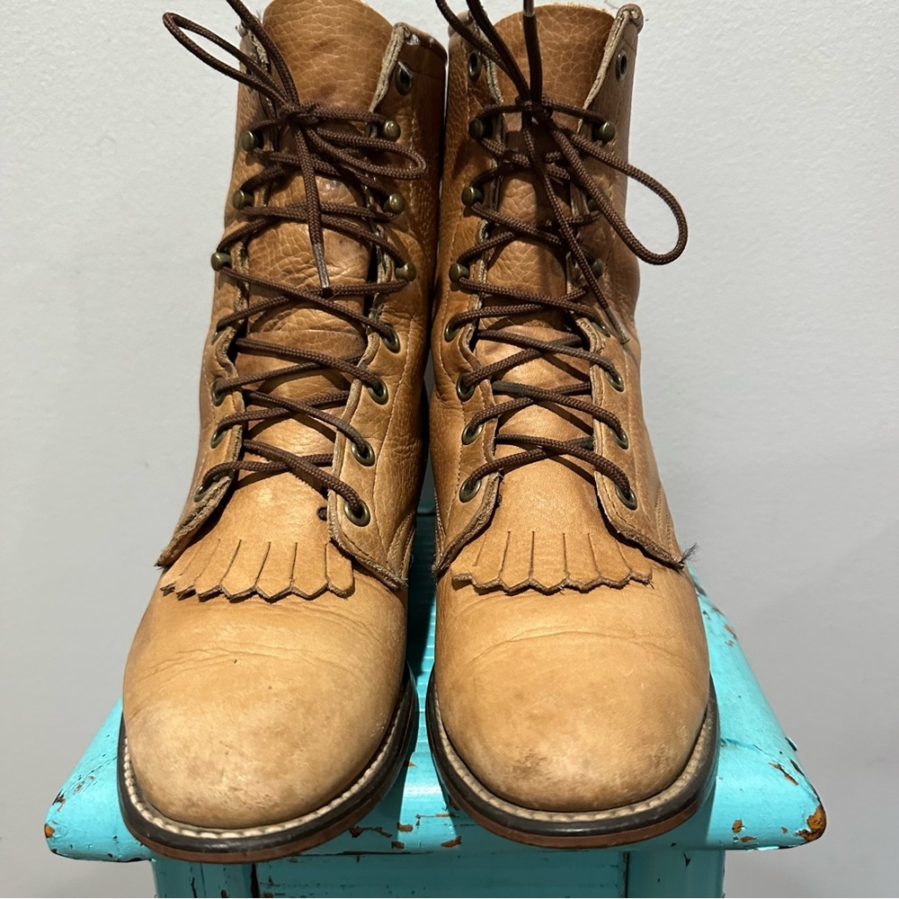 Vintage Laredo Kiltie Lace Up Roper Boots Size 7 M